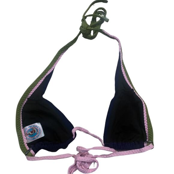 Lucky Brand Navy Blue Bikini Top Adjustable Tie Bottom Medium Bathing Suit - Picture 6 of 10